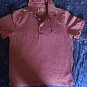 Vineyard Vines Maroon and White Striped Boys Polo size L